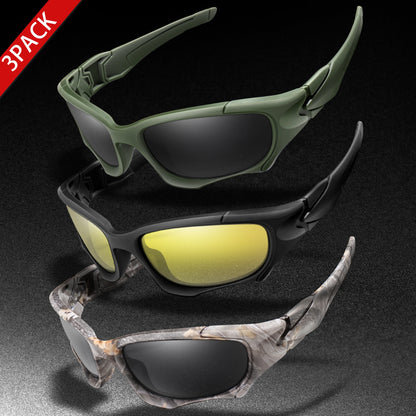 3-PACK Trendy Outdoor Tactics Sports Sunglasses Men and Women Cycling Glasses Driving Camping Travel Colorful Goggles
