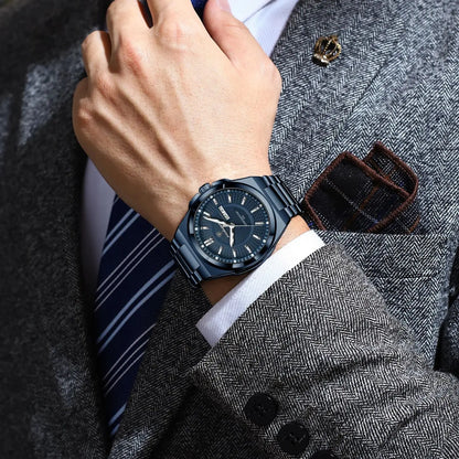 Montre-bracelet de luxe POEDAGAR Sport Original pour homme, à quartz, avec date et jour de semaine, étanche et lumineuse, en acier inoxydable.