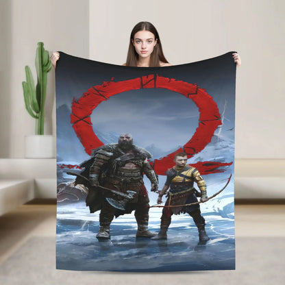 God of War Game Gamers Kratos Blanket  Soft Warm Funny Plush Throw Blanket For Home Decor Travel Flannel Bedspread Bed Cover