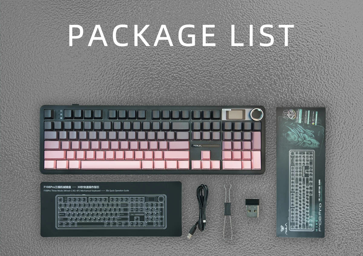 AULA F108 PRO Mechanische Tastatur Custom 100%-Layout RGB-Hintergrundbeleuchtung Kabellos Bluetooth Hifi-Switch Gaming-Tastatur