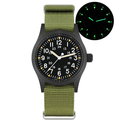 Militado ML05 38mm Vintage Watch VH31 Quartz Movement Field Watches Domed Sapphire Crystal With High Clear AR Coating Wristwatch