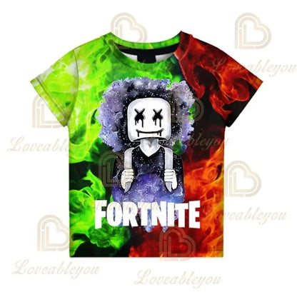 Battle Royale T-Shirt, Fortnite T-Shirt, Victory, Cartoon-Oberteile, Teenager-Kleidung, Kinder, Helden, Spiel, Festung, Nacht, 3D, Jungen, Mädchen, T-Shirt