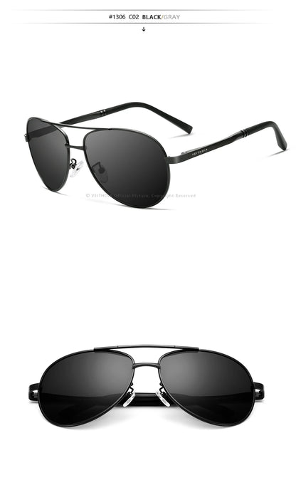 VEITHDIA Men's Polarized UV400 Sunglasses Vintage Designer Goggle Classic Fashion Outdoor Driving Sun Glasses For Male VT1306
