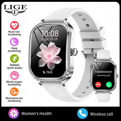 LIGE New Luxury Smart Watch Heart Rate Monitor Fashion Ladies Bracelet 2024 Bluetooth Call Smartwatch Womoen For Android IOS