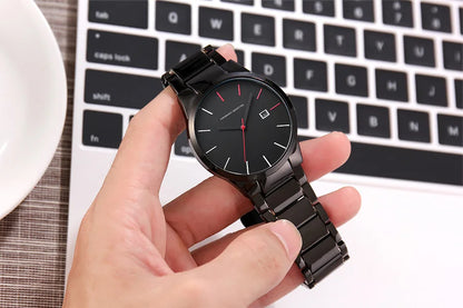 Pánské hodinky Hannah Martin, pouzdro z nerezové oceli, quartzový strojek, ciferník o průměru 41 mm, profesionální styl, s ukazatelem data (imitace)