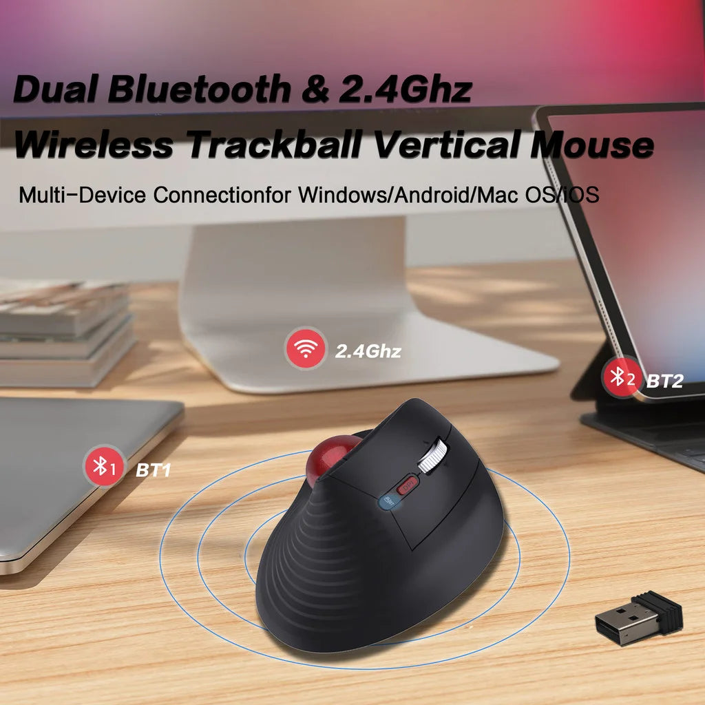 JOMAA Speed Roller Trackball Mouse Wireless Thumb-Control Mouse Slient Click Rechargeable Ergonomic Trackball Mouse