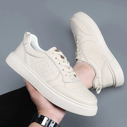 DIMANYU Men's Sneakers Genuine Leather 2026 New Summer Casual Shoes Men Platform Lace-up Simple Fashion Breathable Shoes Men