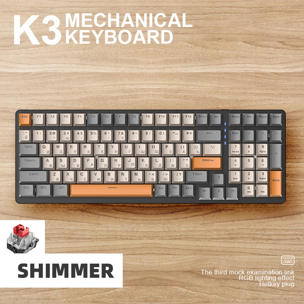 K3 Mechanical Gaming Keyboard Red/Blue Switch 100 Keys Gamer Mechanical Keyboard USB Charging Wired for Game Laptop PC Russian