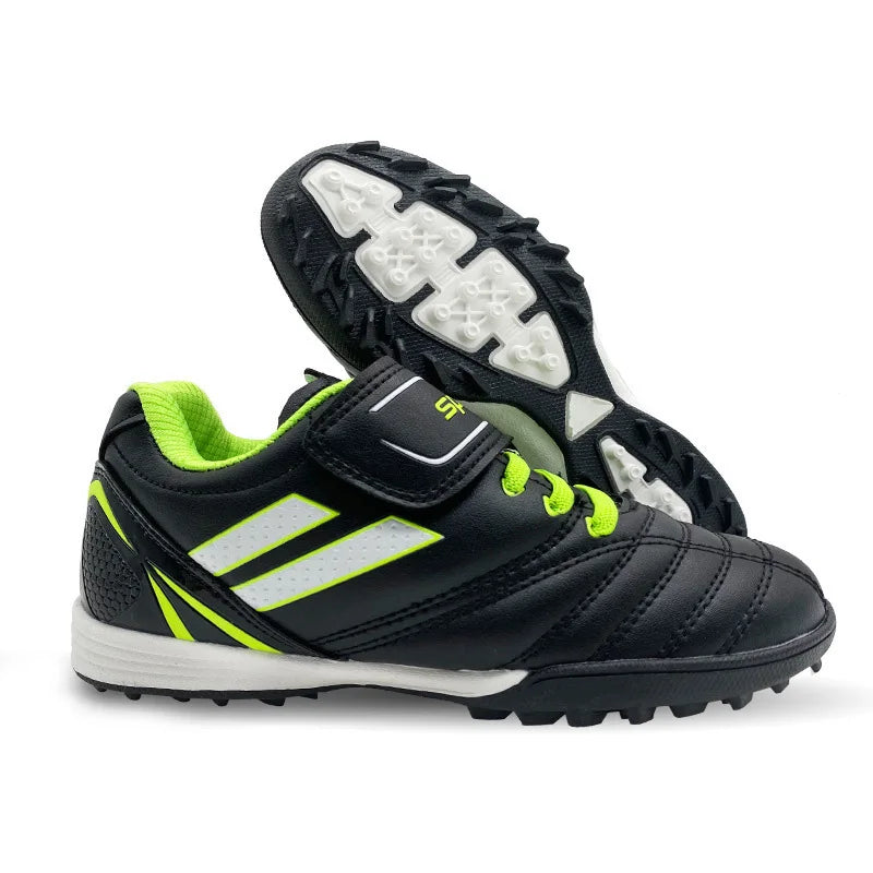 Zapatillas de fútbol para niños y niñas Tf, con cierre de velcro, sin tacos, para lacrosse, para principiantes, para críquet y para béisbol