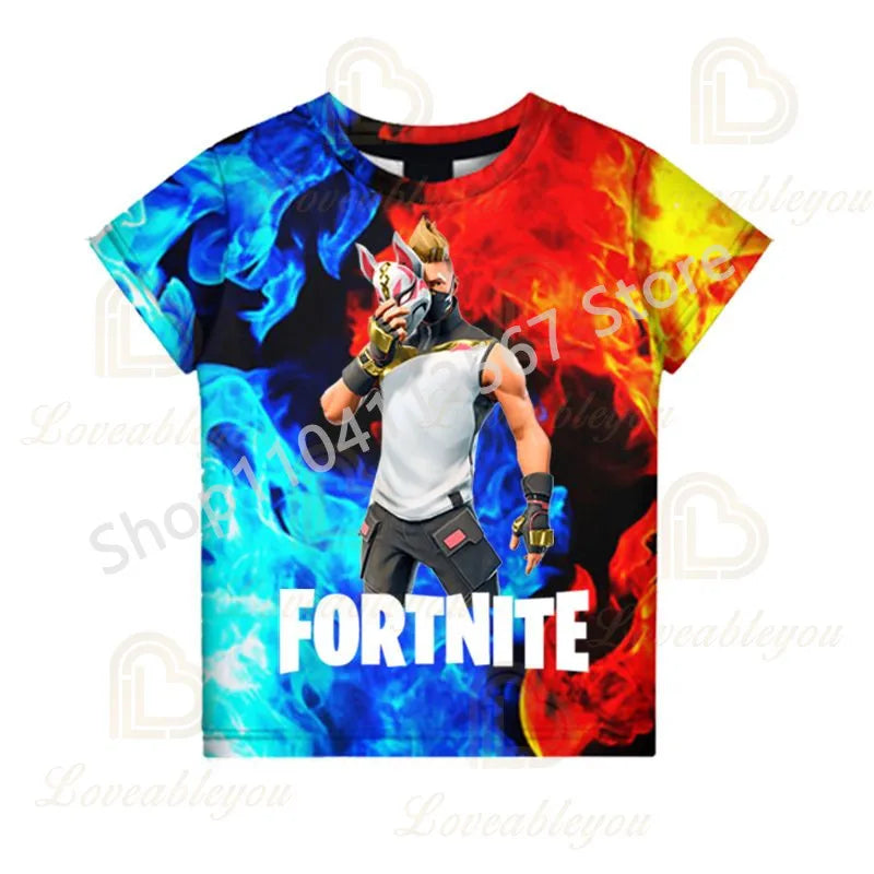 F-Fortnited T-Shirt για νέους: Battle Game – Κοντομάνικα καλοκαιρινά μπλουζάκια για ενήλικες, για εφήβους και έφηβες
