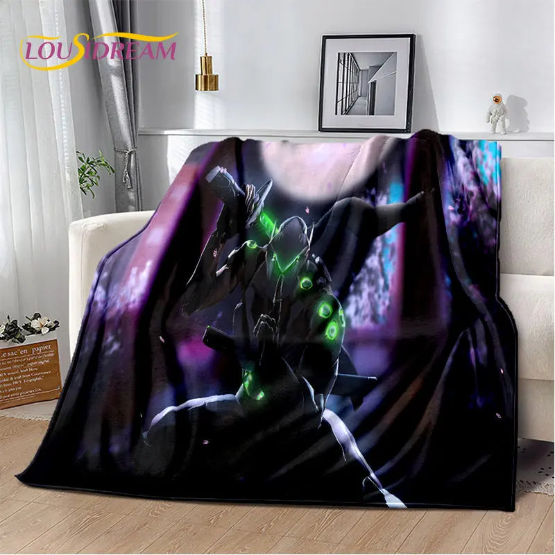 Overwatch Game Gamer D.Va Reaper Soft Plush Blanket, Flannel Blanket Throw Blanket for Living Room Bedroom Bed Sofa Picnic Kid 3D