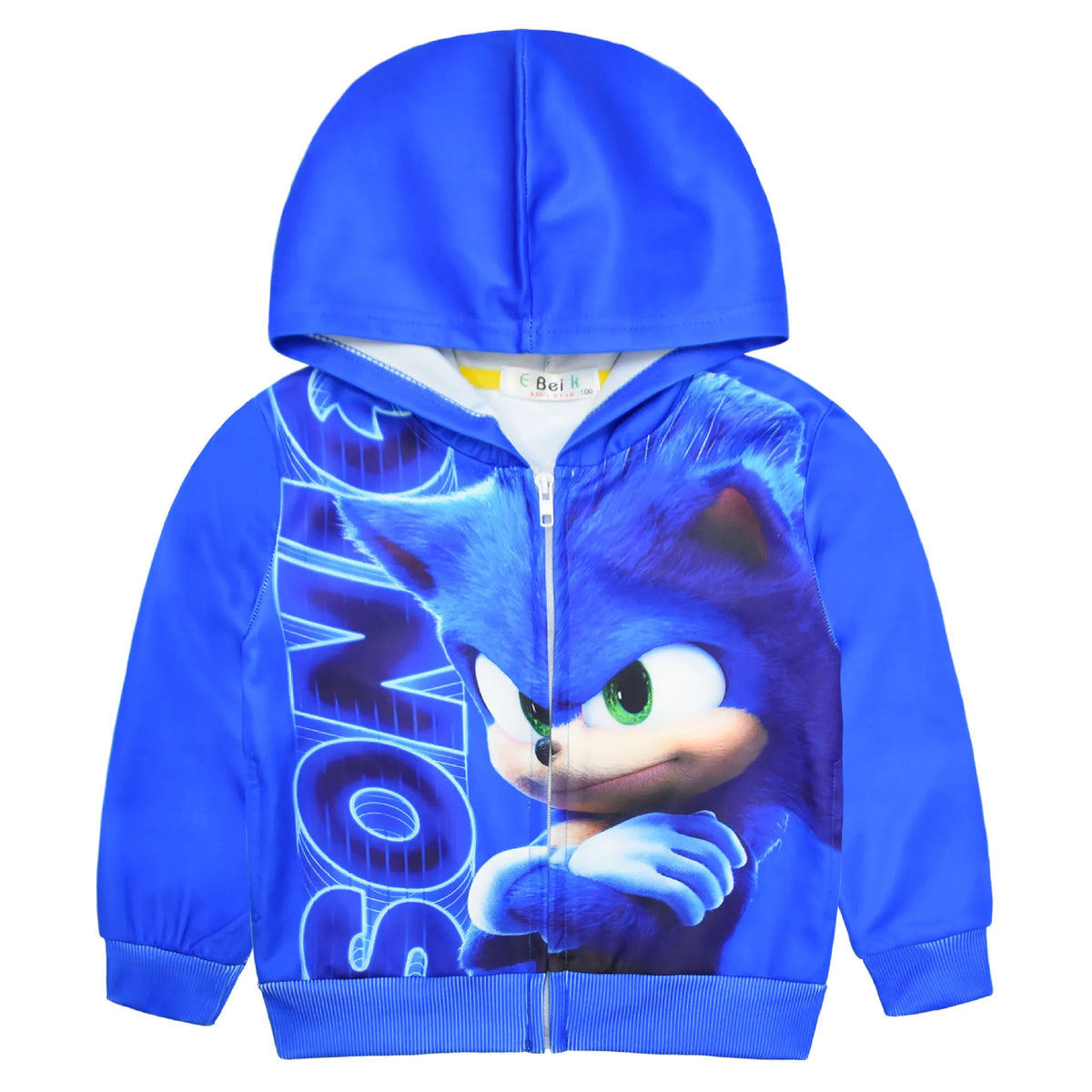 Felpa con cappuccio unisex per bambini con costume di Sonic the Hedgehog, blu, per Halloween, cosplay e feste in maschera