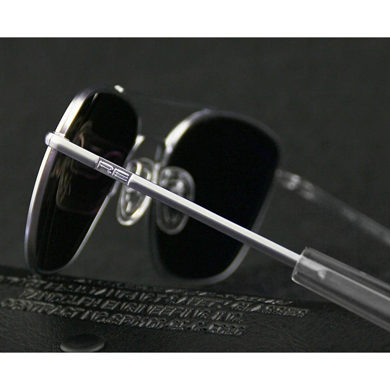 RE Sunglasses Man American Army Military Aviation Pilot Sun Glasses Glass Lens Woman Luxury Brand Vintage Metal Titanium Frame