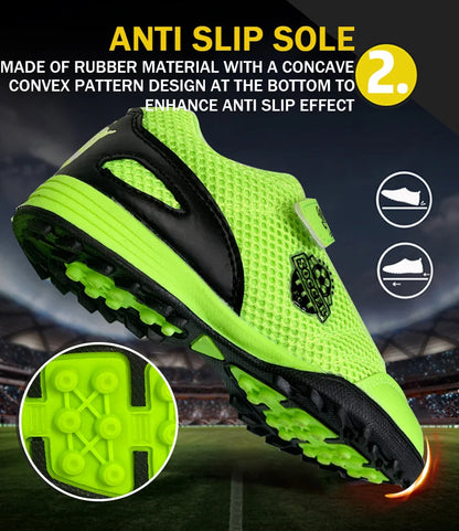 Zapatillas de fútbol para niños y niñas Tf, con cierre de velcro, sin tacos, para lacrosse, para principiantes, para críquet y para béisbol