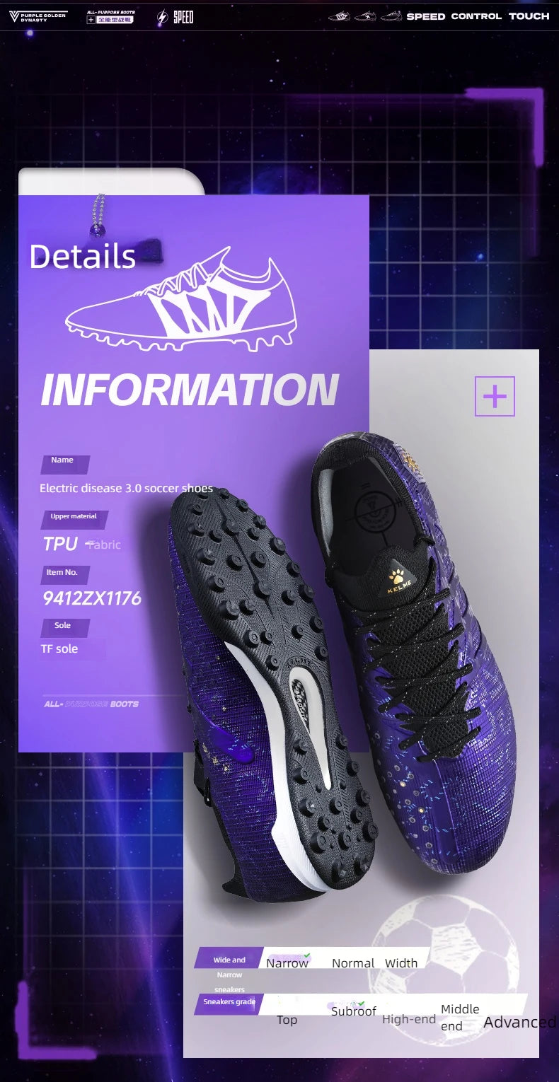 Scarpe da calcio KELME per adulti da uomo Disease Electric 3.0, tacchetti corti MG, scarpe professionali per partite e allenamento, traspiranti