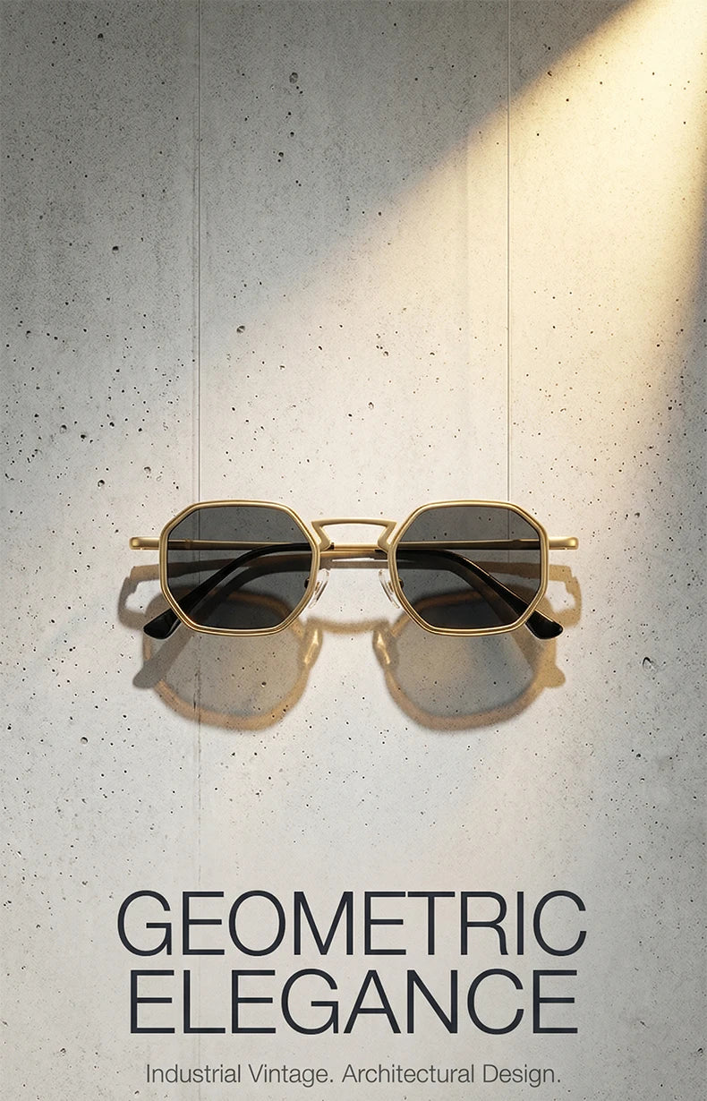 Small Frame Hexason Steampunk Sunglasses Men 2025 Luxury Brand Vintage Punk Eyewear Classic Polygon Metal Sun Glasses Male UV400