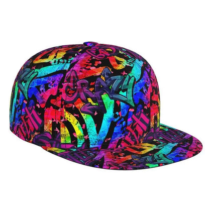 Colorful Graffiti Art Print Baseball Cap Adjustable Snapback Hat for Men Women Unisex Hip Hop Caps Flat Bill Brim Hats