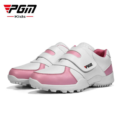 PGM Chaussures de golf pour enfants (filles et garçons) - Baskets d'extérieur antidérapantes en cuir pour enfants - Chaussures de sport XZ054