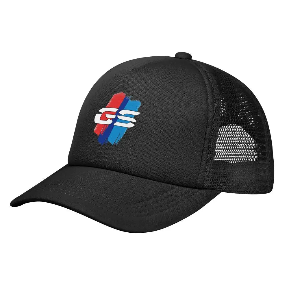 GS World Map Motorcycle Trucker Hat Adult Fashion Hats Sun Caps Fishing Hat Breathable Polyester Mesh Baseball Caps Summer