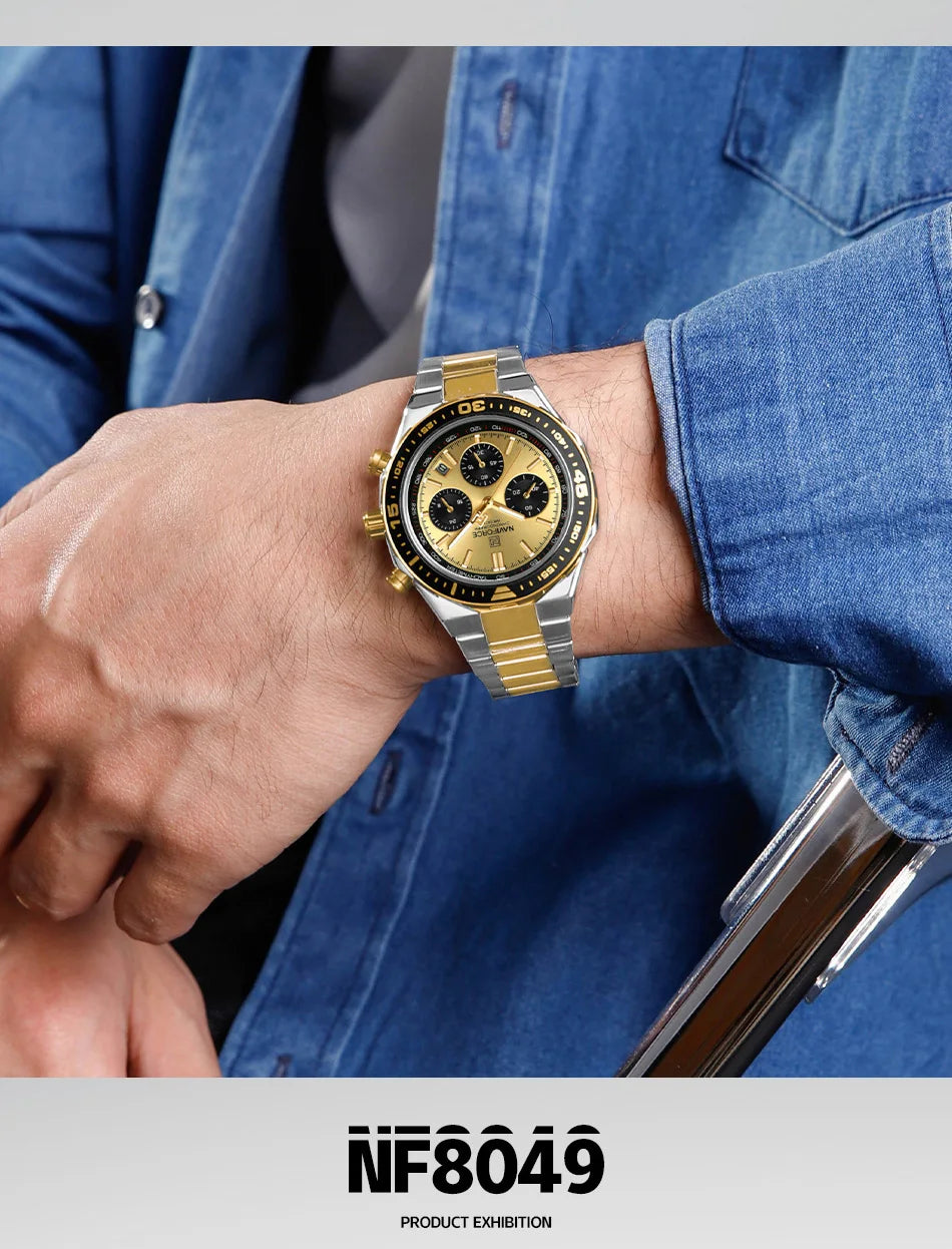 NAVIFORCE Men's Watches Quartz Fashion Business Classic Water Resistant Stainless Steel Strap WristWatch New Male Clock in 2024