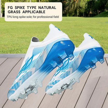 Classic AG/FG football shoes，TPU Wear-resisting Long Studs，PU Mixed Fabric Upper，Non-slip Comfortable for Kids Outdoor Football