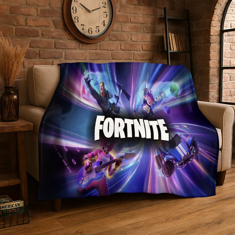 Manta de flanela Cartoon F-Fortnite Game Gamer, suave e quente, para quarto, sala de estar, cama, viagem, campismo, piquenique e oferta