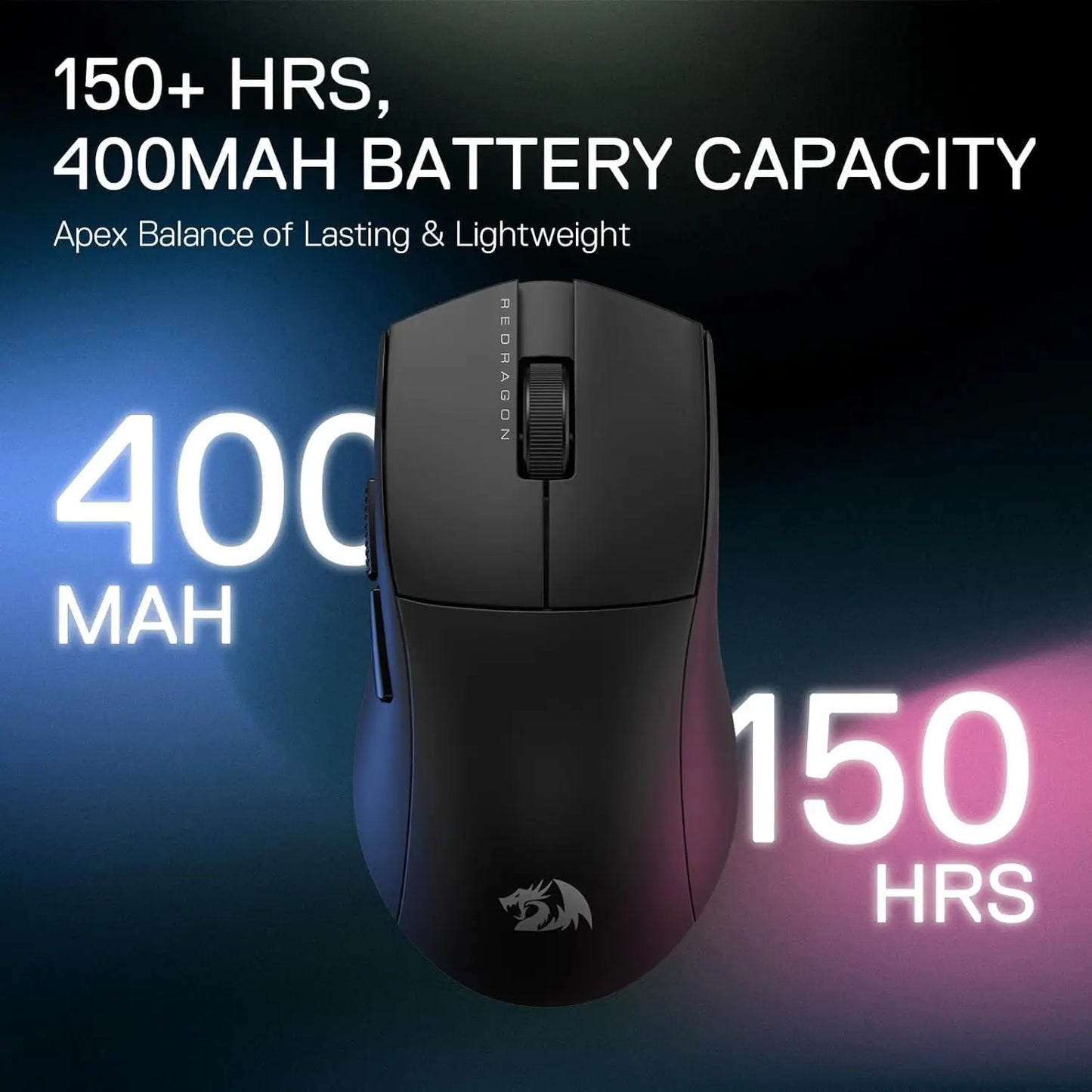 Redragon M916 PRO 3 režimų belaidė žaidimų pelė, Hype-Speed 4K apklausos dažnis, 49G itin lengva 26K DPI žaidėjo pelė