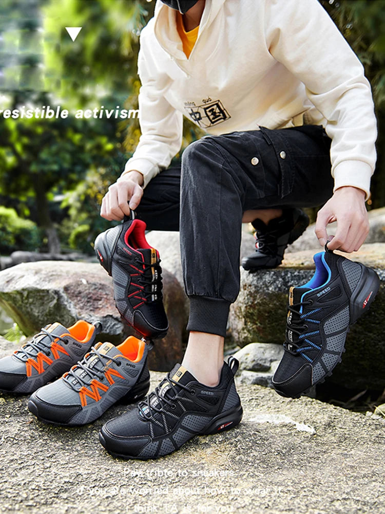 Scarpe da trekking da uomo all-terrain, scarpe sportive outdoor in mesh traspirante, antiscivolo e resistenti all’usura, scarpe da trekking e ciclismo outdoor