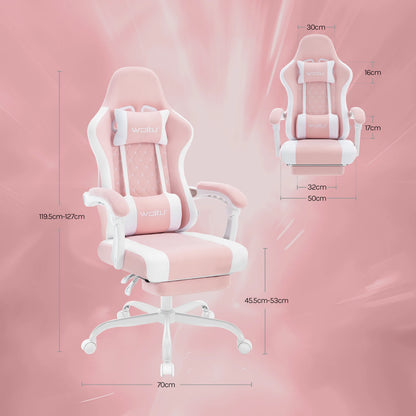 WOLTU Massage Gaming Chair Ergonomic Swivel Computer Chair with Pillow & Footrest Adjustable Headrest Lumbar Support Gamer Chair