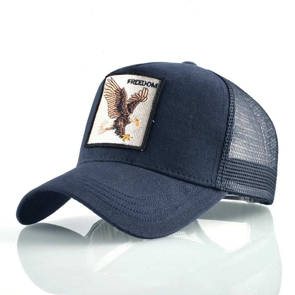 Cappellino trucker fashion con patch ricamata con capra, snapback da baseball quattro stagioni per uomo e donna, cappello con visiera regolabile