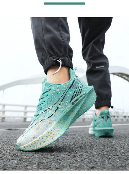 Men Running Shoes Carbon Board Marathon Cushion Mens Sports Breathable Lightweight Women Comfortable Athletic Nonskid Sneakers