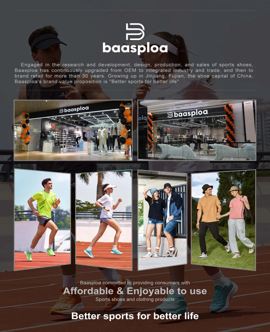 Baasploa Men Professional Running Shoes Lightweight Breathable Jogging Sports Shoes Female Carbon Plate Anti-slip Sneakers