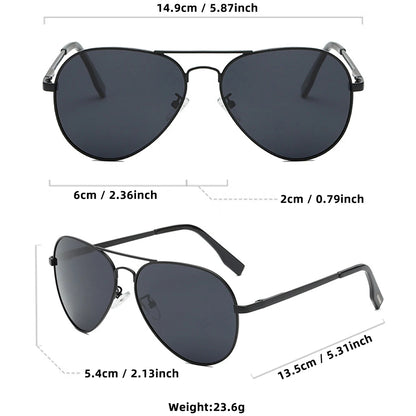 Classic Big Pilot Polarized Sunglasses Men Luxury Metal Black Aviation Sun Glasses Male Fashion Driving Vacation Shades UV400