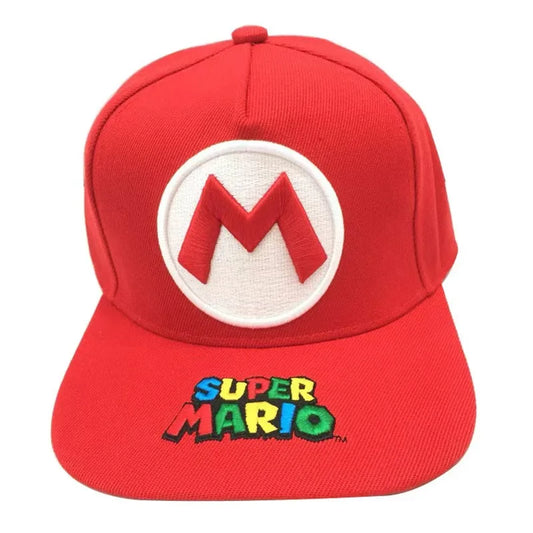 Bandai Super Mario letter embroidered baseball cap for both men and women, sunshade and sun protection duckbill cap cotton