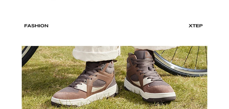 Xtep Skateboarding Shoes Men Wear-Resistant Comfortable Fashion Sport Shoes Shock Absorption High Top Sneakers 877419310024
