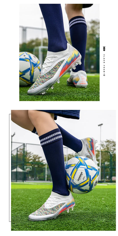 Men Football Boots Shoes FG Soccer Shoes Non-Slip Cleats Ultralight Soccer Match Long Spikes Outdoor Training Drop Shipping