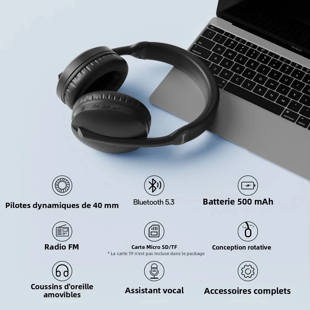 Oneodio SuperEQ S6001 Bluetooth Headphones Over Ear Wireless Headset With Micro SD/TF Card/FM Radio Modes Stereo HiFi Headphones