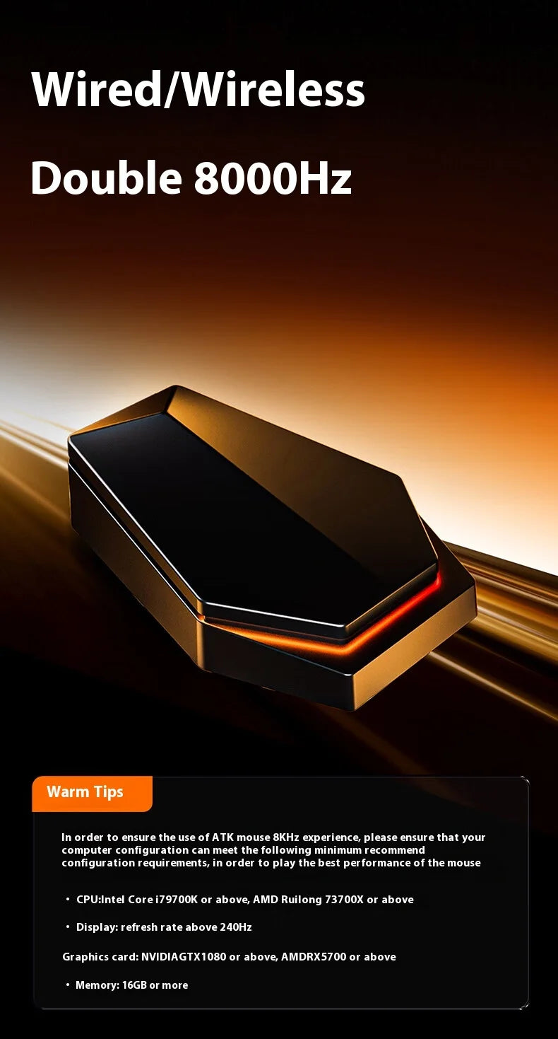Mouse da gaming wireless ATK A9 Ultra Tri Mode 8K, 53g, ultraleggero, A9/A9 SE/A9 Plus/A9 Pro, mouse da gaming e-sport per PC, regalo personalizzato