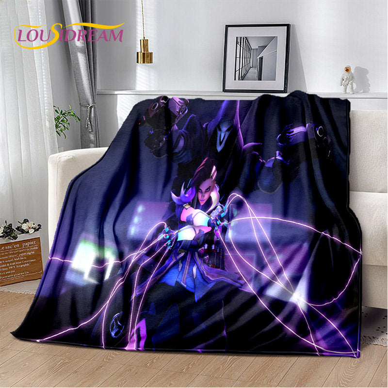 Overwatch Game Gamer D.Va Reaper Soft Plush Blanket, Flannel Blanket Throw Blanket for Living Room Bedroom Bed Sofa Picnic Kid 3D