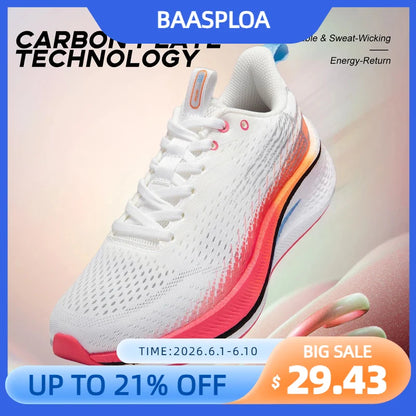 Baasploa Dámske bežecké topánky s karbónovou platňou Outdoor Profesionálne odpruženie Joggingové tenisky Dámske ležérne priedušné športové topánky