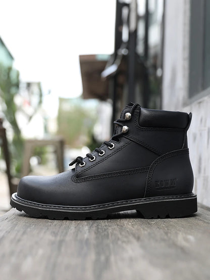 KOWM Cowhide Outdoor Men Hiking Shoes Waterproof Tactical Desert shoes Hunting Boots Snow Boots Fur Sneaker Women Trekking Shoes