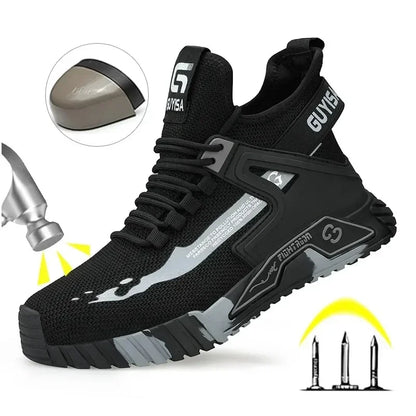 Chaussures de travail montantes en acier pour hommes et femmes, bottes de sécurité anti-crevaison, bottes invisibles à boucle, Parker
