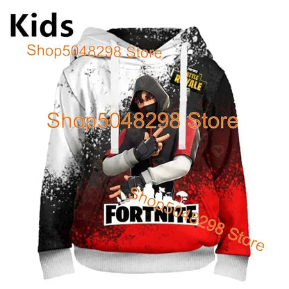 Męskie i damskie bluzy z kapturem z nadrukiem 3D Battle Royale z motywem Fortnite Victory – bluzy z kapturem dla chłopców i dziewcząt w stylu streetwear