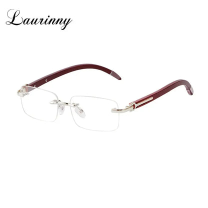 Classic Stylish Rectangle Rimless Sunglasses Women Men Brand Design Luxury Vintage Sun Glasses Frameless Wood Leg Frame Eyewear