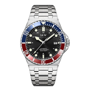 IW Luxury Brand Automatic Mechanical Sports Diving Watch Red Blue Bezel Steel Sapphire Luxury Men's Watches 300M Waterproof