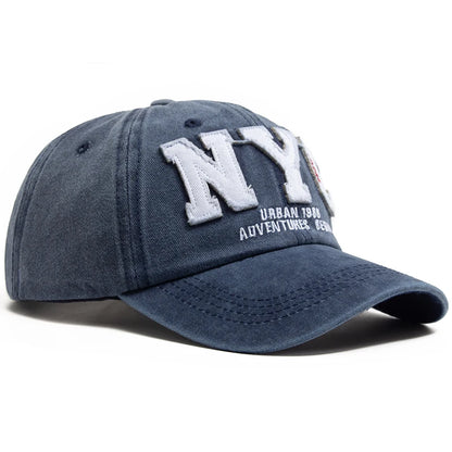 New Vintage Big Letter NYC Baseball Cap Men Cotton Washed Spring Autumn Visor Soft Snapback Fashion Hat For Women