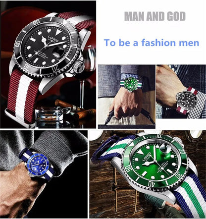 LOREO Original Men's Business Watch 20ATM Waterproof Wristwatch Top Brand Casual Sport Seagull Automatic Mechanical Watch Men