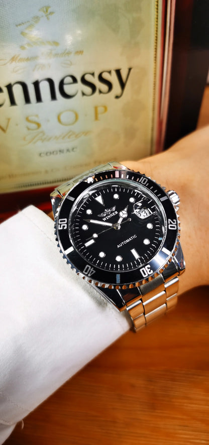 Montre mécanique classique pour homme – Marque de luxe, style professionnel, mouvement automatique, lunette rotative, cadran luminescent, bracelet en acier