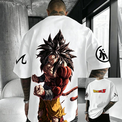 T-shirt de algodão de manga curta com estampado de Dragon Ball Z – Son Goku e Vegeta – Roupa para homem e mulher – Estilo Harajuku, Y2K, vintage, verão, streetwear