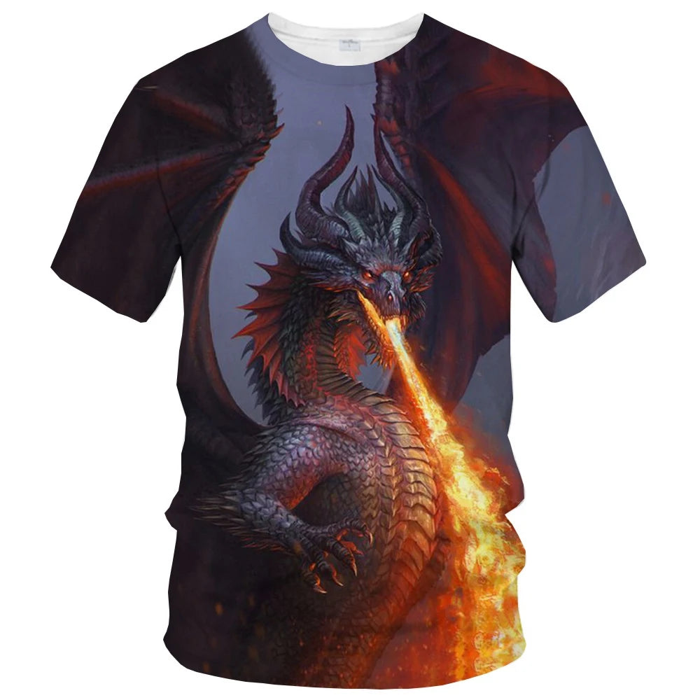 Sommermodetrend: kreatives, lässiges, weiches und bequemes Kurzarm-T-Shirt mit 3D-Druck und Drachenmuster